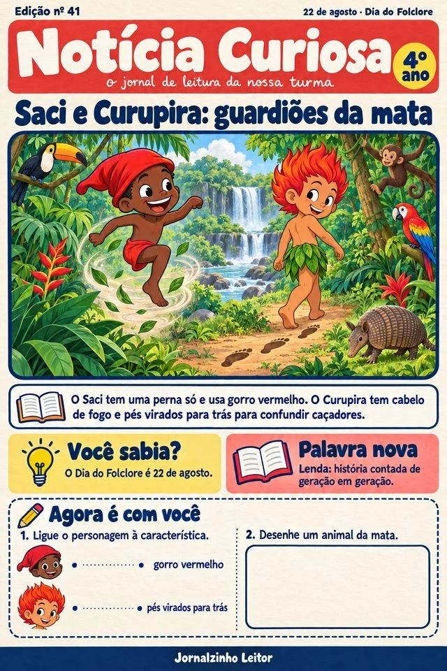 Exemplo de jornalzinho: Saci e Curupira